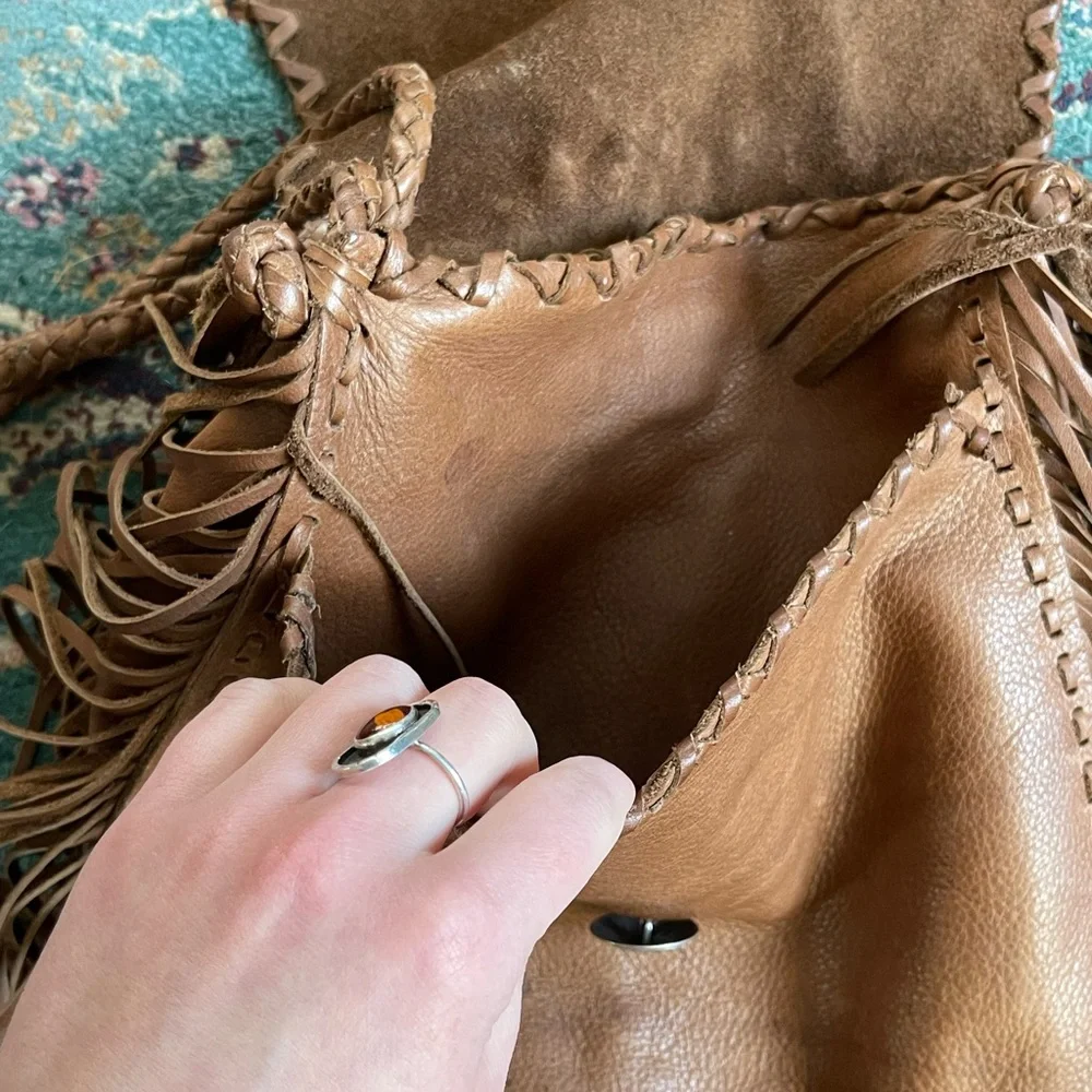 Polo by Ralph Lauren Tan Leather Fringe Shoulder Bag - Picture 9 of 9